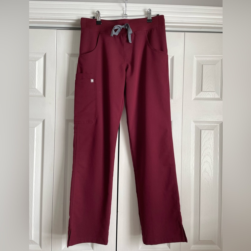 FIGS Burgundy Kade Cargo Scrub Pants